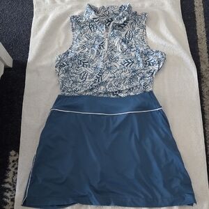 Puma Blue and White Sleeveless  Polo and Matching Skort Set